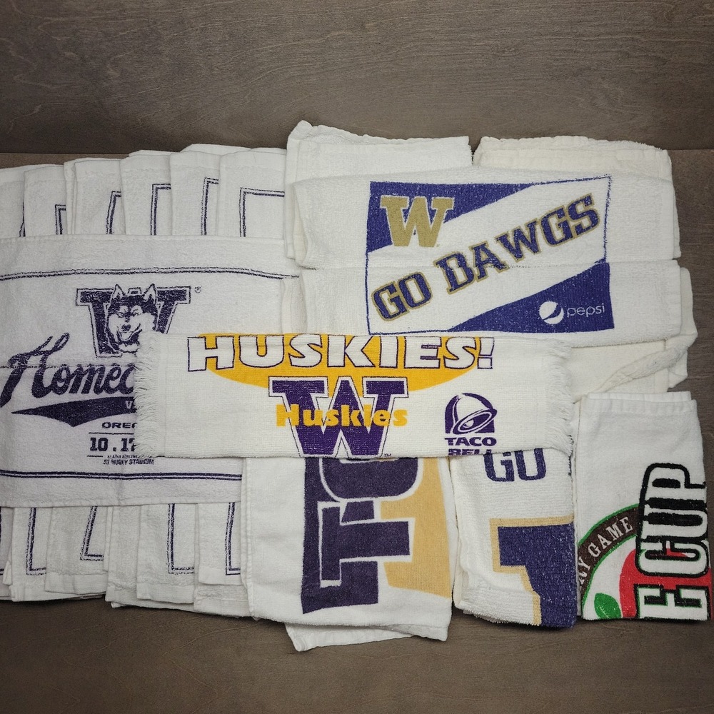 Large Lot  Hand Towels USED - UW Huskies University of Washington Husky Mascot
